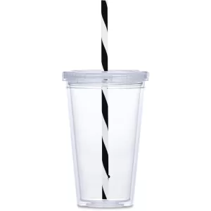 Malibu Double-Wall Plastic Tumbler & Straw - 470ml